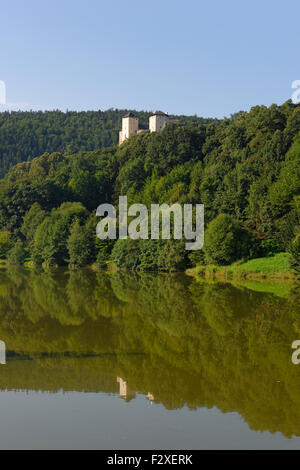 Burg Lockenhaus castle and castle lake, Kőszeg mountains, Oberpullendorf District, Burgenland, Austria Stock Photo