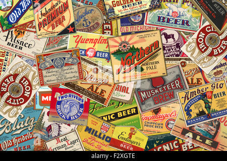 Collection of American vintage beer labels Stock Photo - Alamy
