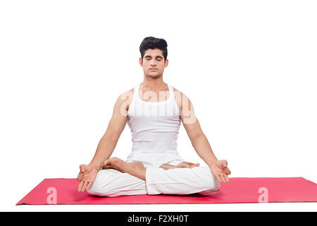 1 indian Adult Man Yoga Padmasana Stock Photo