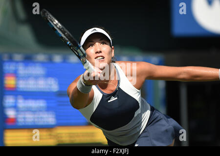 Tokyo, Japan. 23rd Sep, 2015. Garbine Muguruza (ESP) Tennis : Garbine Muguruza of Spain in action during the women's singles second round match of the Toray Pan Pacific Open Tennis Tournament at Ariake Colosseum in Tokyo, Japan . © AFLO/Alamy Live News Stock Photo