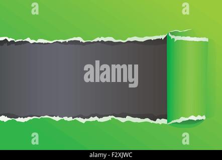 Green Torn Color Wrapped Paper With Copy Space For Message Stock Vector