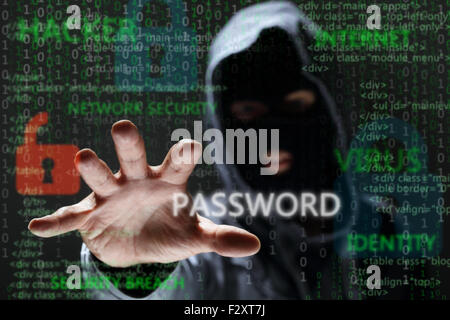 Hacker stealing network password Stock Photo