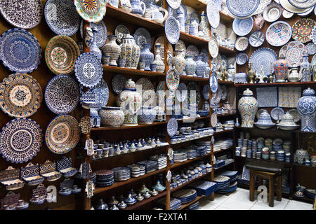 Pottery shop in Fez old medina, Morocco Stock Photo