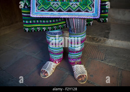 ethnic 'Flower Hmong' tribe in Northern Vietnam. Stock Photo