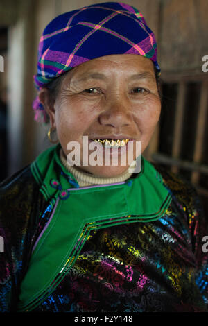 Portrait of a Black Hmong old woman in Sapa Vietnam. Lao Cai Province ...