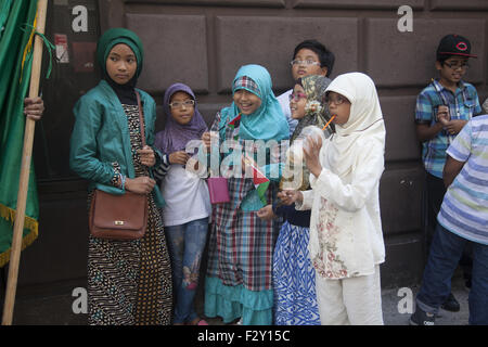 Indonesian American children at the American Muslim Parade in New York City. Stock Photo