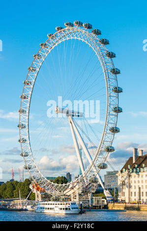 The London Eye is a big ferris wheel carousel on the South Bank of the River Thames London England GB UK EU Europe Stock Photo