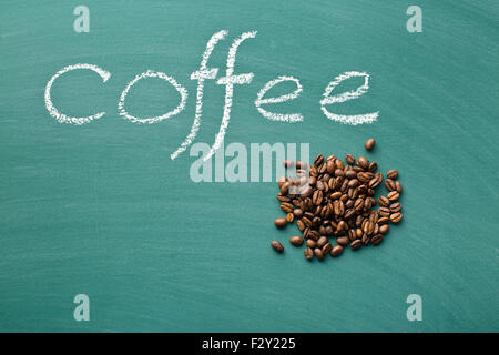 coffee beans on green chalkboard Stock Photo
