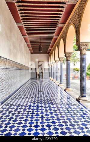 superb oriental arcade with blue and white ornaments Stock Photo