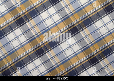 Blue,Yellow and White Plaid Cloth Stock Photo