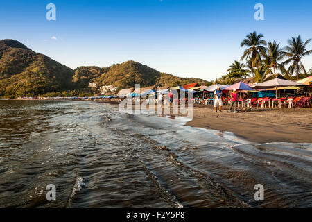 Beach Restaurant Manzanillo beach Pacific Ocean Colima Mexico North America Stock Photo