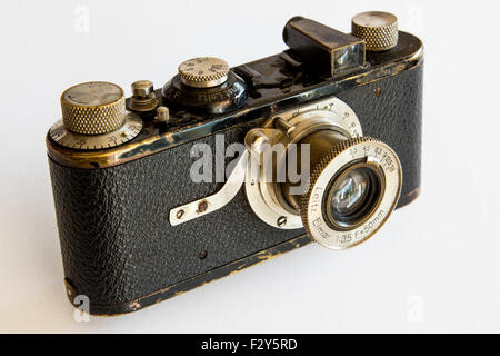 This vintage, 35mm Leica Ia camera is a historic icon and has been used for decades by reporters and street photographers Stock Photo