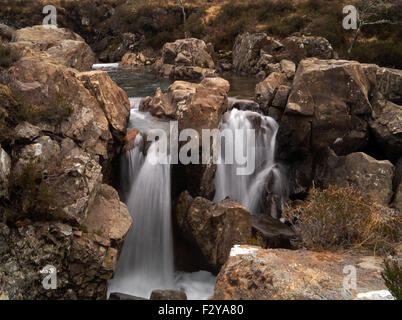 Photo of the Fairy Pools on the Isle of Skye. Long exposure of waterfall with smooth looking water falling Stock Photo