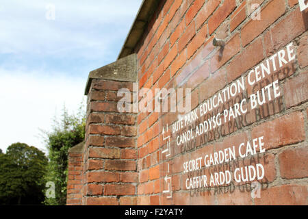 Bute Park sign at the Secret garden cafe, Cardiff, Wales, UK Stock Photo