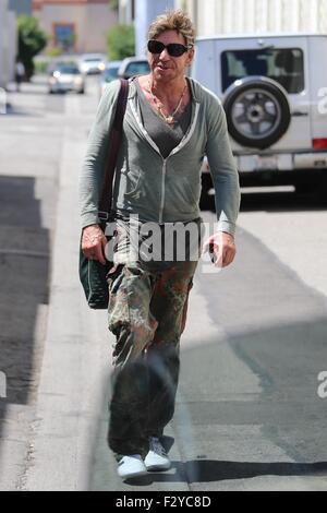 Mickey Rourke goes for lunch at Cafe Roma  Featuring: Mickey Rourke Where: Los Angeles, California, United States When: 25 Jul 2015 Stock Photo