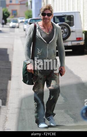 Mickey Rourke goes for lunch at Cafe Roma  Featuring: Mickey Rourke Where: Los Angeles, California, United States When: 25 Jul 2015 Stock Photo