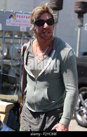 Mickey Rourke goes for lunch at Cafe Roma  Featuring: Mickey Rourke Where: Los Angeles, California, United States When: 25 Jul 2015 Stock Photo