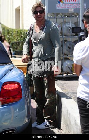 Mickey Rourke goes for lunch at Cafe Roma  Featuring: Mickey Rourke Where: Los Angeles, California, United States When: 25 Jul 2015 Stock Photo