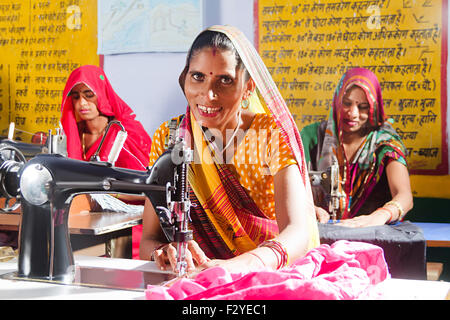 3 indian rural  woman Worker Tailor Stock Photo