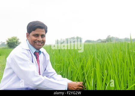 1 indian Doctor Farm Crop Checking Stock Photo