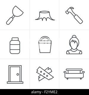 Line Icons Style  Icons set carpentry Stock Vector