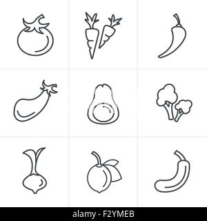 Line Icons Style  Icons set Vegetable Stock Vector
