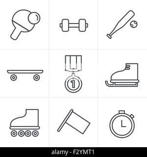 Line Icons Style  Set of monochromatic simple sports icons Stock Vector