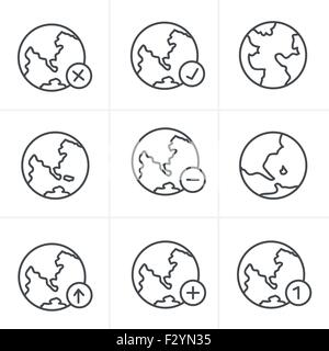 Line Icons Style Earth vector icons set Stock Vector