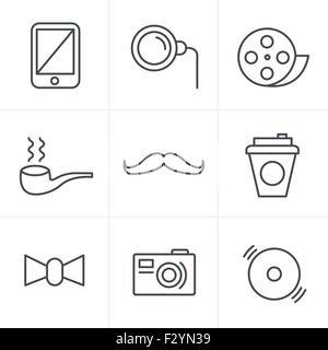 Line Icons Style Hipster retro vintage elements modern icon set. Vector file in layers for easy editing. Stock Vector