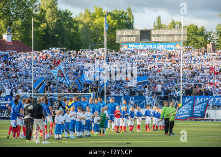 IFK Norrköping supporters Peking Fanz at local derby game away against Åtvidabergs FF Stock Photo