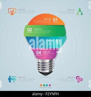 Business concept infographic template. Light bulb concept,Vector Illustration. Stock Vector