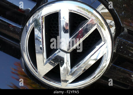 Badge on Volkswagen car, London Stock Photo