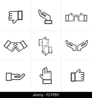 Hand gesture black icons vector Stock Vector