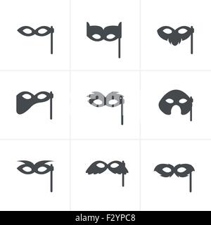 festive masks silhouette in black on a white background Stock Vector