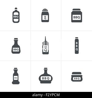 barbecue Hot chilli, chili sauce bottle buttons set Stock Vector