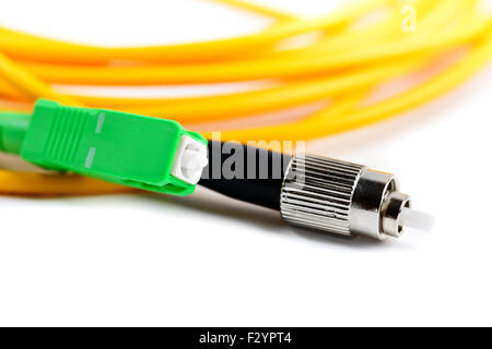 Close up of fiber leads against white background Stock Photo