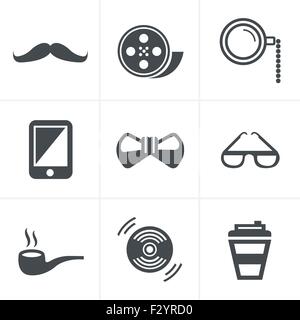 Hipster retro vintage elements modern icon set. Vector file in layers for easy editing. Stock Vector
