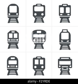 Set of transport icons - Train and Tram, vector illustration Stock Vector