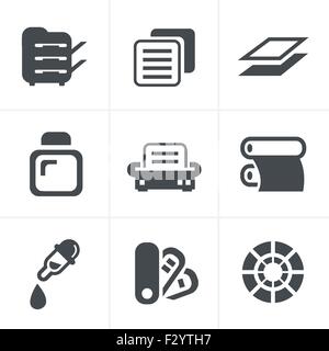 Print icons set elegant series Stock Vector