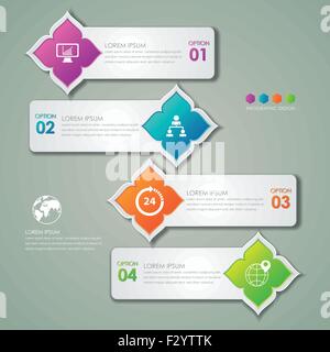 Infographic design template and marketing icons, Thai pattern Concept. Stock Vector