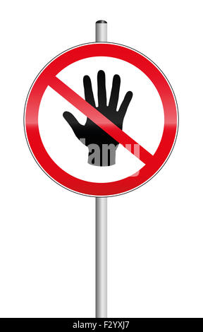 No entry sign with a hand crossed out. Stock Photo