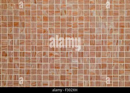 A brown square tiled background with small mosaic tiles Stock Photo