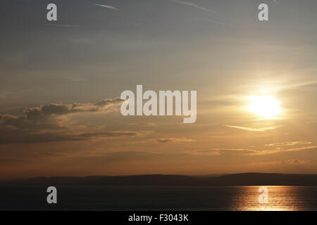 Lake Balaton in Hungary on Cloudy Late Summer Early Autumn/Fall Day Sunset. Looking from the East side corner to the Western North-W side of the lake. Stock Photo