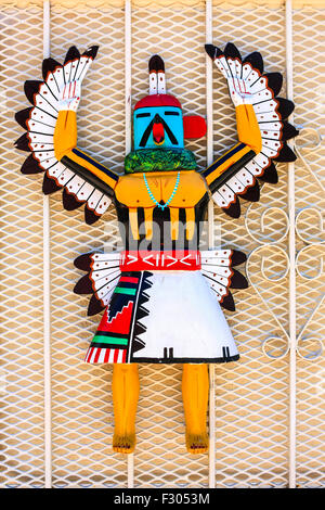 Zuni hand crafted metal wall mounted eagle on sale outside a store in Albuquerque, New Mexico Stock Photo