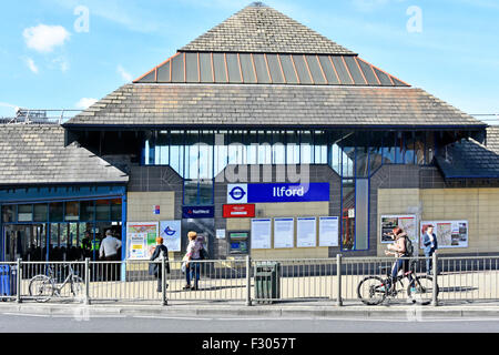 Ilford East London suburban station & TFL signage take over Metro commuter train services to Liverpool Street ready for Crossrail Elizabeth line UK Stock Photo