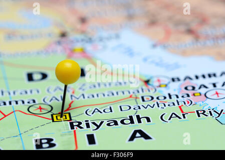 Riyadh pinned on a map of Saudi Arabia with a green pin, color of Saudi ...
