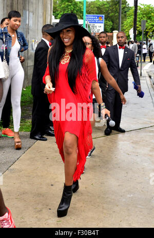 Overtown Music and Arts Festival - Backstage  Featuring: Melanie Fiona Where: Miami, Florida, United States When: 26 Jul 2015 Stock Photo