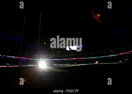 London, UK. 26th Sep, 2015. Photo taken on September 26, 2015 shows the Twickenham Stadium in London, Britain during the Rugby World Cup 2015 Pool A match between England and Wales. England lost 25-28. Credit:  Han Yan/Xinhua/Alamy Live News