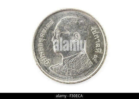 One baht coins, Coin of thailand on white background Stock Photo