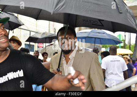 Overtown Music and Arts Festival - Backstage  Featuring: Carl Thomas Where: Miami, Florida, United States When: 26 Jul 2015 Stock Photo